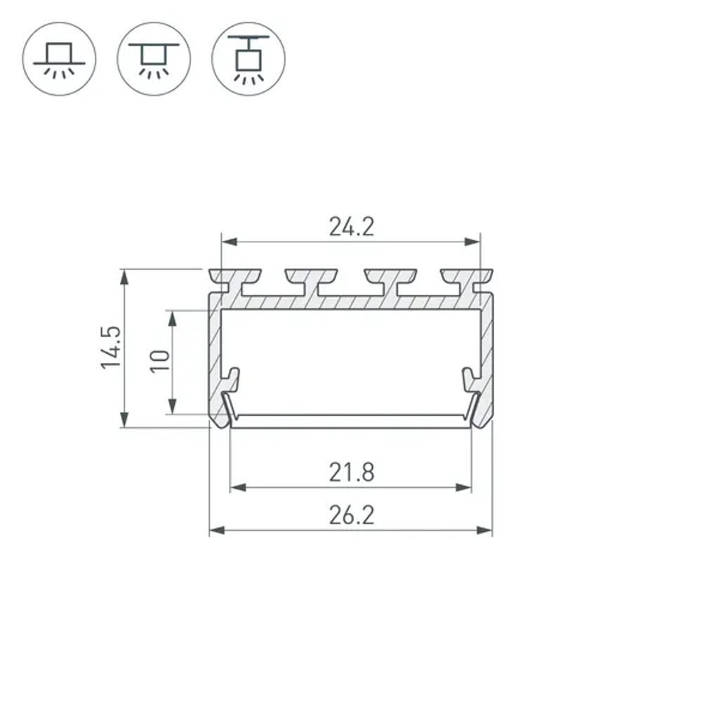 Профиль PLS-LOCK-H15-2000 ANOD (Arlight, Алюминий) 027737