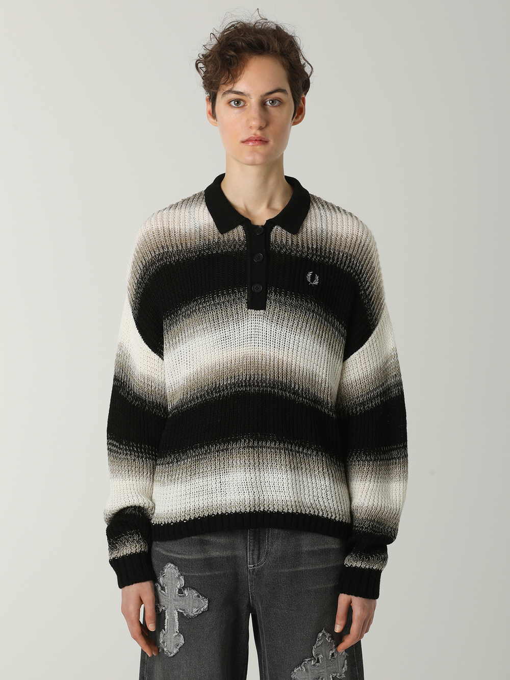 Женское Поло Striped Open-knit