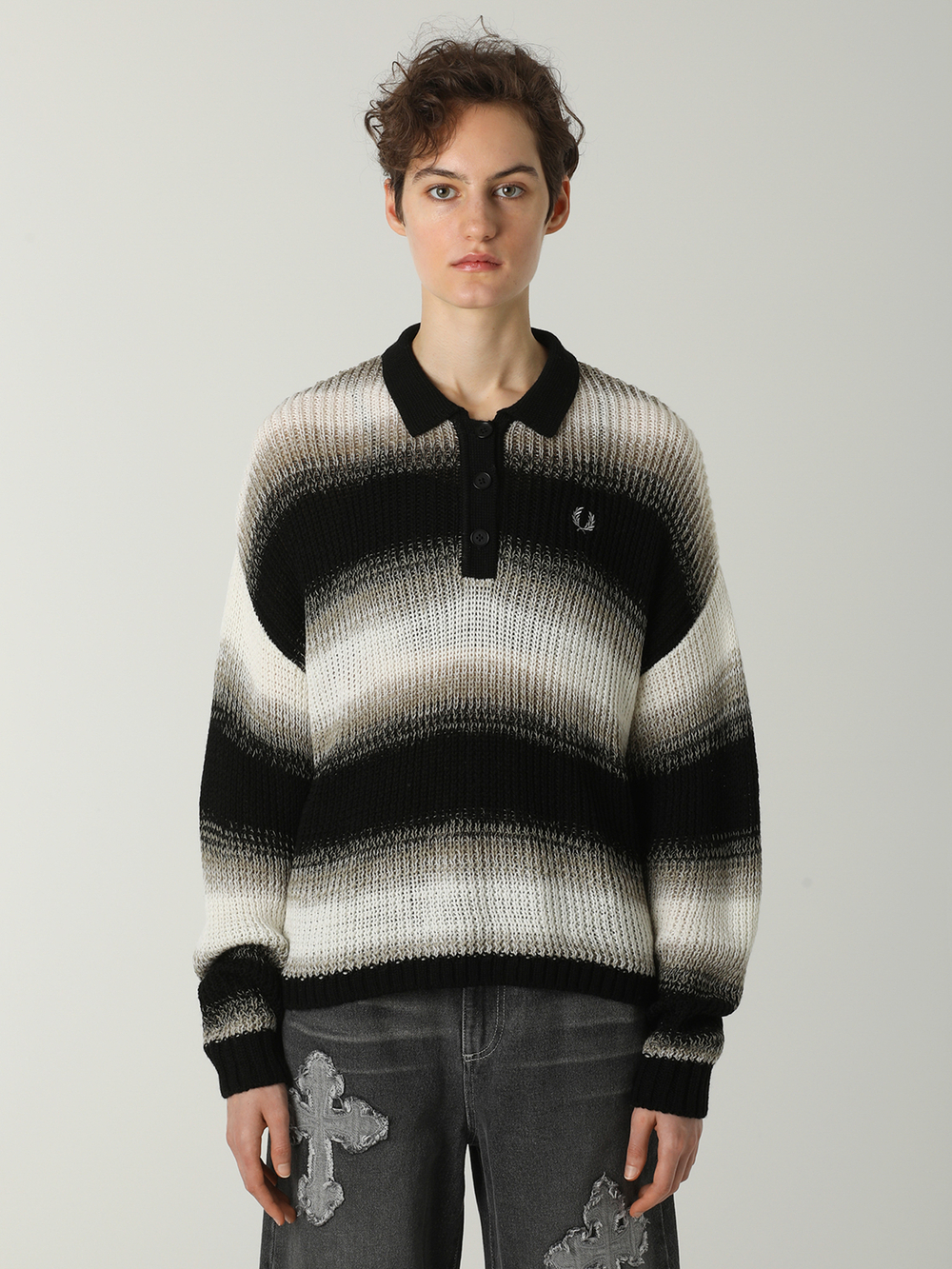 Женское Поло Striped Open-knit