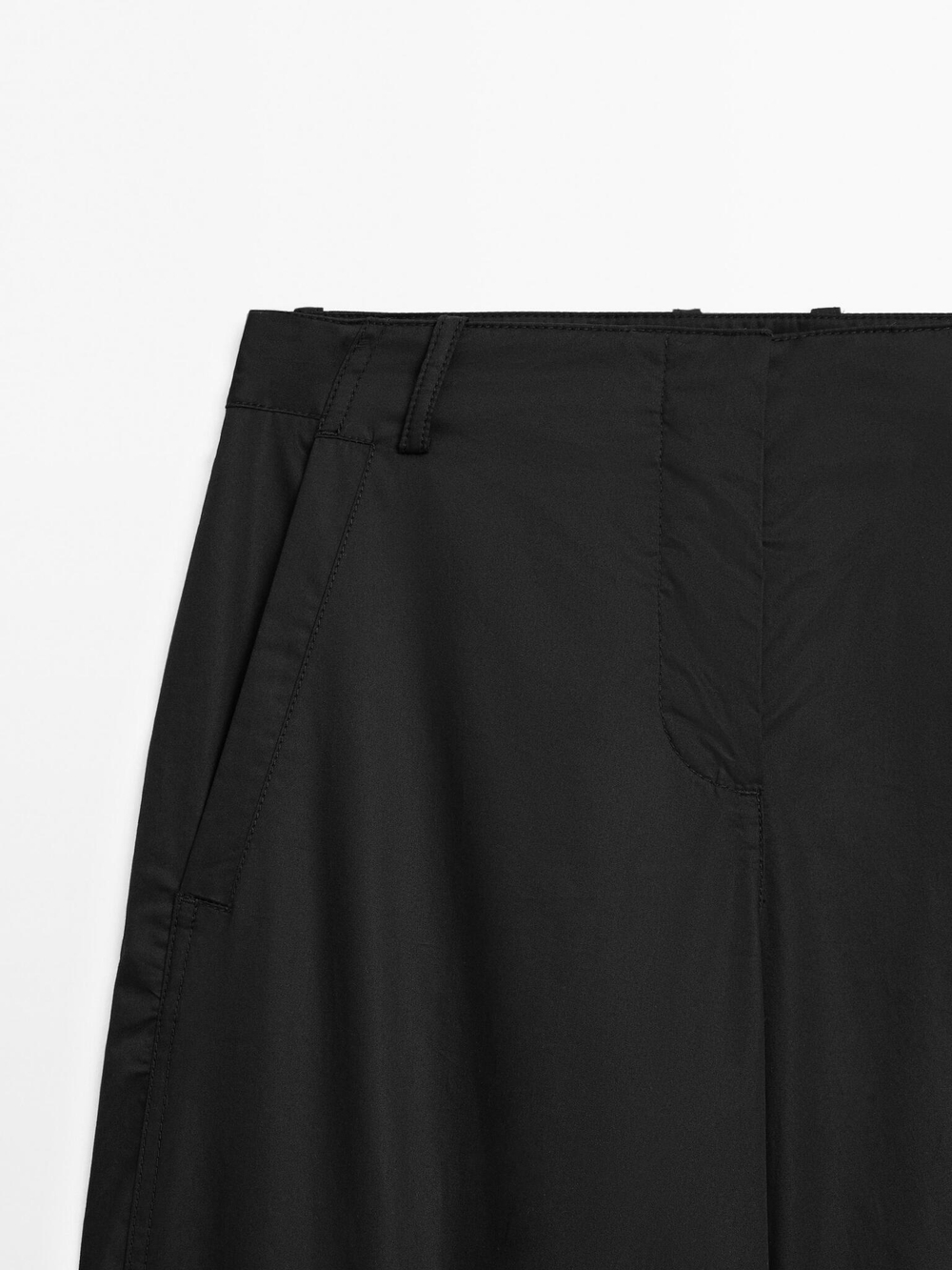 Massimo Dutti Брюки прямого кроя из 100% хлопка со средней посадкой, черный