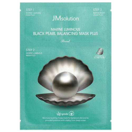 Трёхшаговый набор для сияния кожи с черным жемчугом JMsolution Marine Luminous Black Pearl Balancing Mask Plus, 30мл