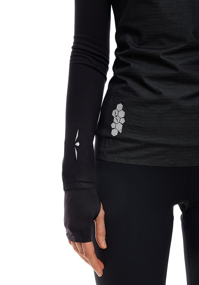 ЛОНГСЛИВ С МЕМБРАННОЙ ВСТАВКОЙ ЖЕНСКИЙ 1/2 ZIP MEMBRANE | BLACK SILVER