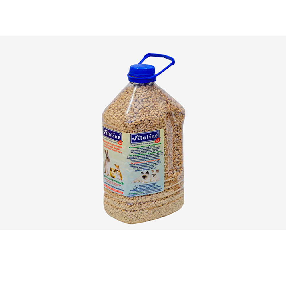 Виталайн Наполнитель д/животных гипоаллергенный из лиственных пород древесины 4,5л (ПЭТ бутылка)