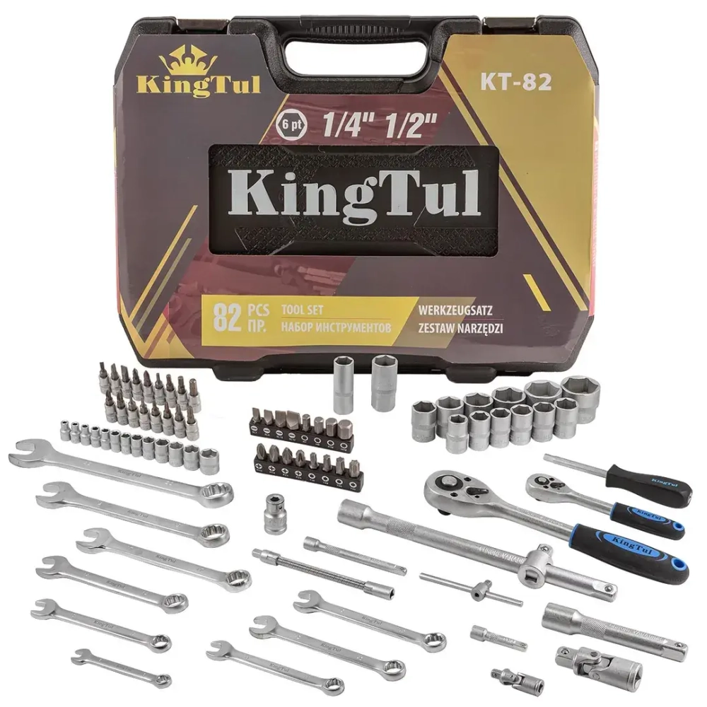 Набор инструментов 82пр.1/4'',1/2''(6гр.)(4-32мм) KINGTUL KT-82