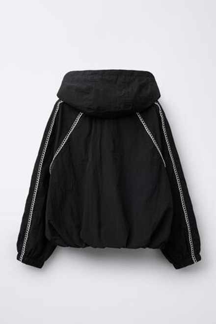 ZARA СВЕРХЛЕГКИЙ КОНТРАСТНЫЙ ДОЖДЕВИК, ЧЕРНЫЙ