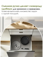 Сковорода "Мечта" Гранит со съемной ручкой и крышкой от 22см до 30см