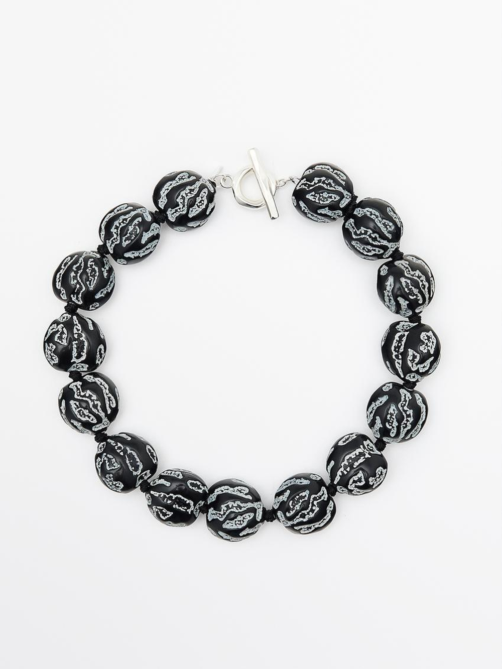 Massimo Dutti Короткое ожерелье с бусинами асимметричной формы, черный