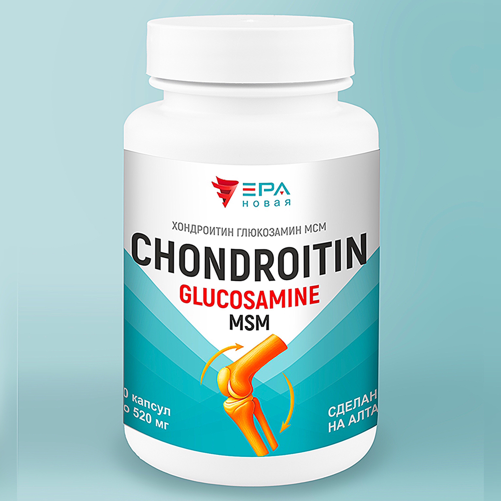 Новая эра, Хондроитин Глюкозамин МСМ, CHONDROITIN Glucosamine MSM №60, для суставов и мышц, купить в магазине Фитомикс.кз