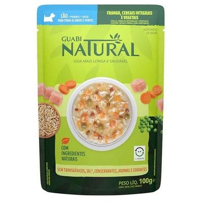 Влажный корм Guabi Natural Dog для собак с курицей, цельнозерновыми злакими и овощами, Пауч 100 г