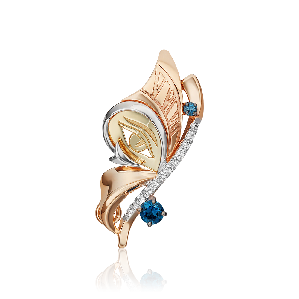 Брошь "Тайна красоты" из комбинированного золота c топазами и натуральными топазами white Артикул: 04-0262-00-201-1113