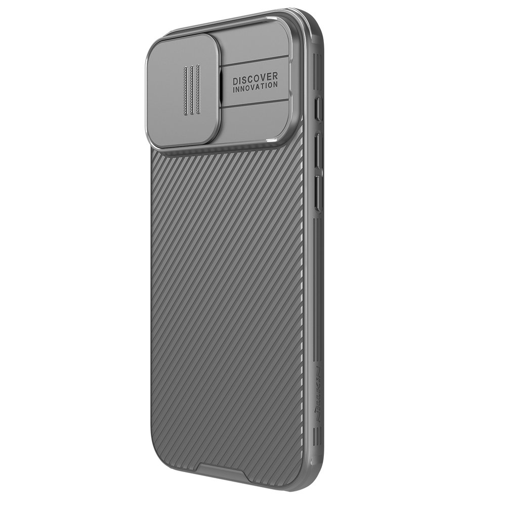 Чехол серого цвета (Titanium Gray) с сдвижной шторкой для камеры от Nillkin для iPhone 16 Pro Max, серия CamShield Pro Case