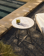 Уличный столик Tella из бежевой стали с бежевой плиткой 45 см