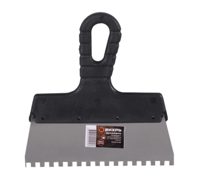 Шпатель ВИХРЬ 6х6 мм, зубчатый, нержавейка, пластик, 200мм