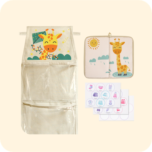 Набор для детского сада: кармашек, коврик, наклейки. Жираф