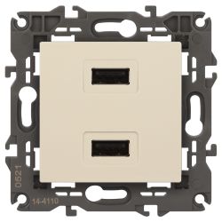 14-4110-02 ЭРА Устройство зарядное USB, 230В/5В-2100мА, IP20, Эра Elegance, сл.кость | Elegance Слоновая кость
