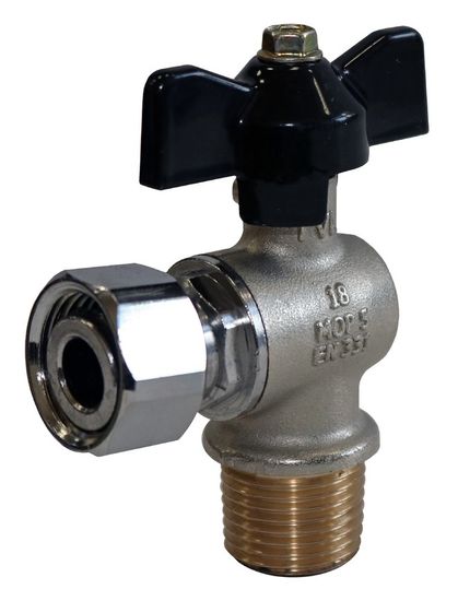 Кран шаровый Stout 1/2"x1/2" НР с накидной гайкой угловой (бабочка) SVB-0010-000015