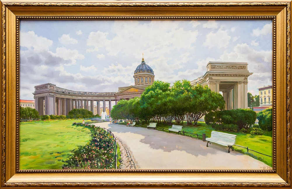 Картина маслом "Казанский собор" Дельцов