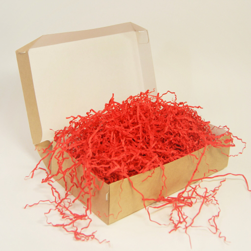 Бумажный наполнитель для подарков Алый 500гр (ширина 3мм)