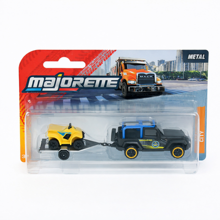 Машинка Majorette City Jeep Wrangler 3002001 4 с прицепом и квадроциклом 1:64 3002001