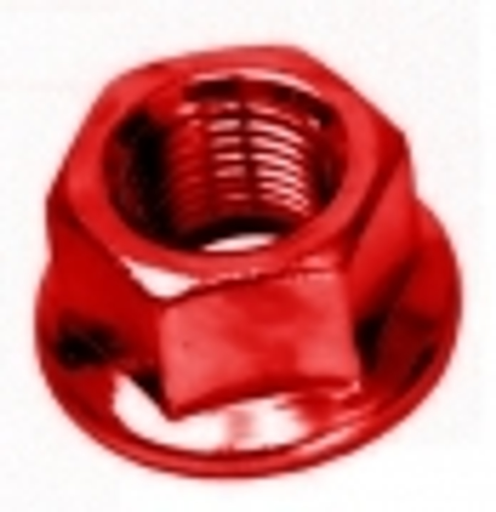 Гайка на ось Ф3/8",с юбкой, из AL 7075, красная.