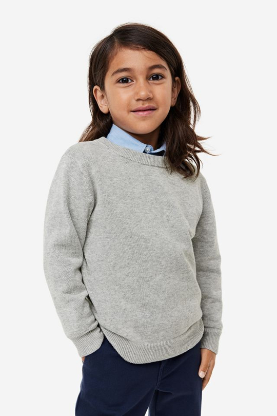 H&M Хлопковый свитер, серый