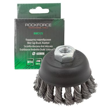 Кордщетка чашеобразная стальная витая для УШМ 60мм, в блистере RockForce##Rock FORCE RF-BWC125