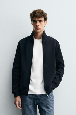ZARA ТОЛСТОВКА В РУБЧИК НА МОЛНИИ, МОРСКОЙ СИНИЙ