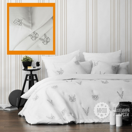 Набор штор и покрывала с вышивкой ЛУККА (арт. BL10-292-01) - белый