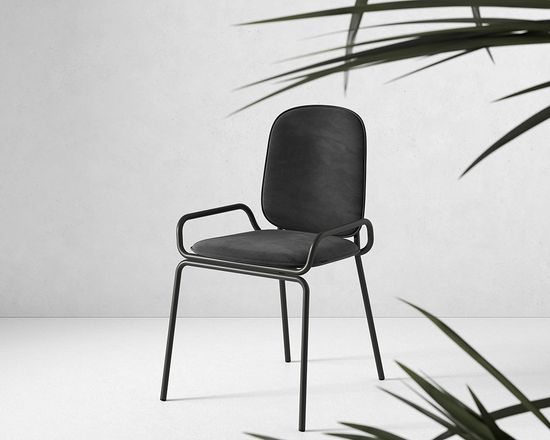 Стул ror, double frame, велюр, черный /черный