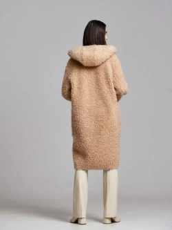 Шуба из овечьей шерсти чебурашка тедди, бежевая, SilverFox