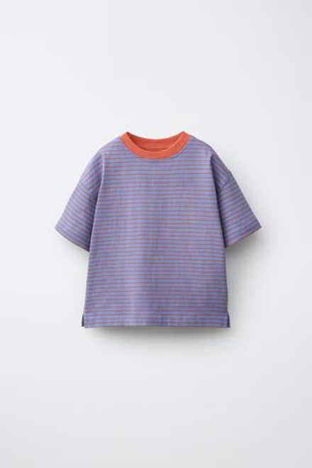 ZARA ФУТБОЛКА В ПОЛОСКУ, СТАЛЬНОЙ СИНИЙ