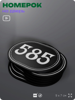Номерок на дверь квартиры 585, для кабинета, офиса, шильдик 9 х 7 см, черный, Айдентика Технолоджи