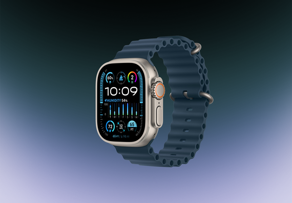 Часы Apple Watch Ultra 2 GPS + Cellular 49 мм, титановый корпус, ремешок Ocean Темно-синего цвета