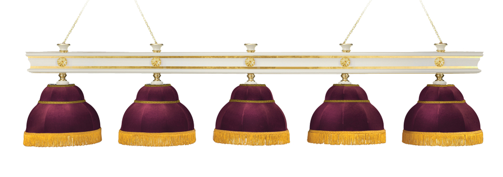 Лампа Моцарт 5пл. ясень (Blanco plumon,бархат зеленый,бахрома желтая,фурнитура золото)