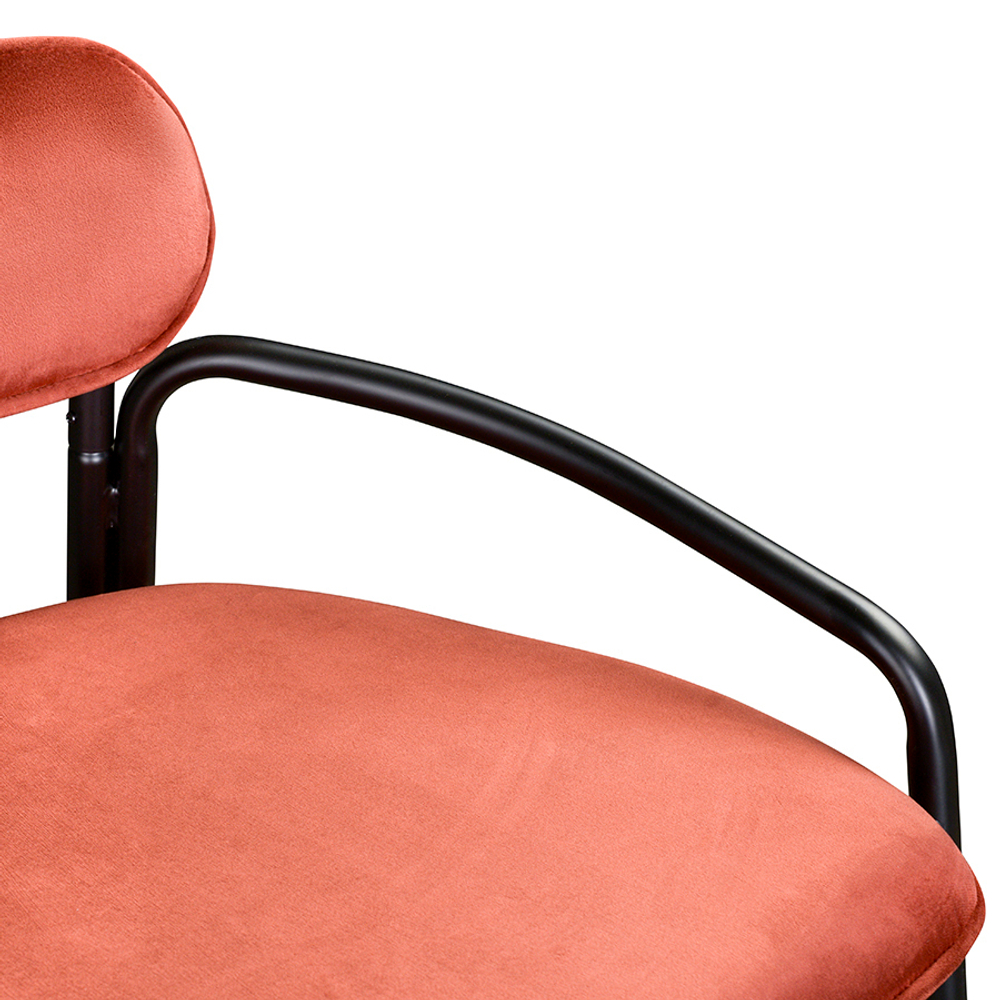 Стул полубарный ror, round, велюр, черный/темно-красный