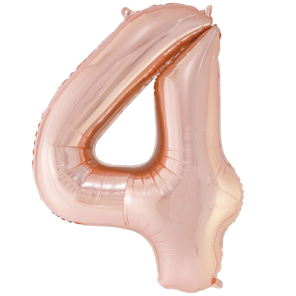 Шар фольгированный Цифра 4 113 см (Розовое Золото)