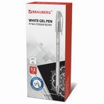Ручка гелевая BRAUBERG "White Pastel", 1шт, БЕЛАЯ, корпус прозрачный, узел 1 мм, линия письма 0,5 мм, 143417