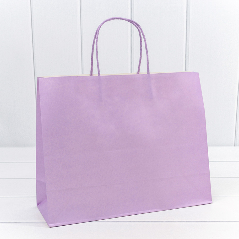 Пакет подарочный 31.5х25х11.5см (Сиреневый, Крафт)