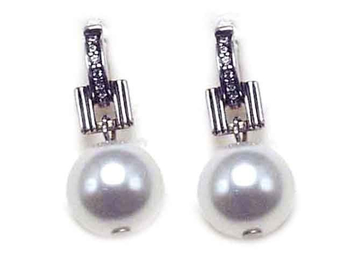 "Жемчужные 18" серьги в серебряном покрытии из коллекции "Жемчужная" от Jenavi  с английским замком