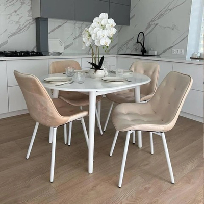 Круглый раздвижной стол Скандинавия и 4 стула Бостон