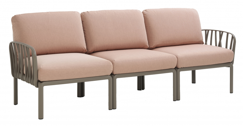 Диван пластиковый с подушками Nardi Komodo 3, тортора, розовый