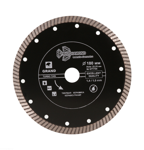 Диск алмазный отрезной 180*22,23 Турбо ультратонкий серия Grand hot press GTT704