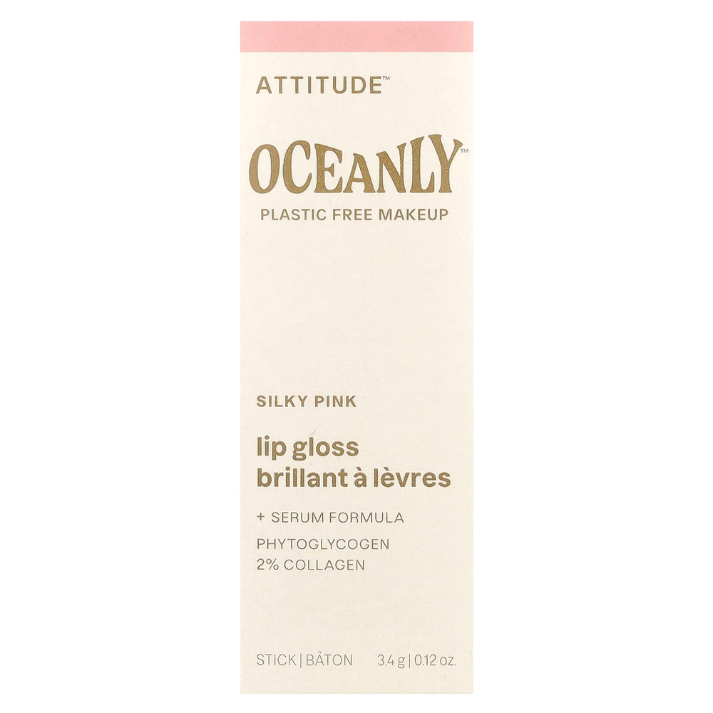 ATTITUDE, Oceanly ™, блеск для губ, шелковисто-розовый, 3,4 г (0,12 унции)