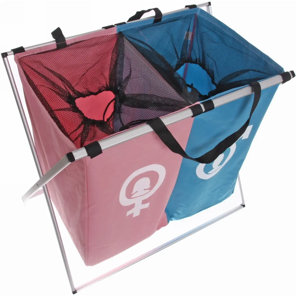 Корзина для белья двойная складная «Мужское, Женское» 59*39*56 см