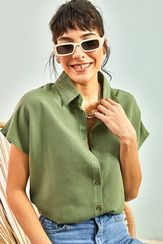 Qadın üçün qısa qol xaki köynək 10071015