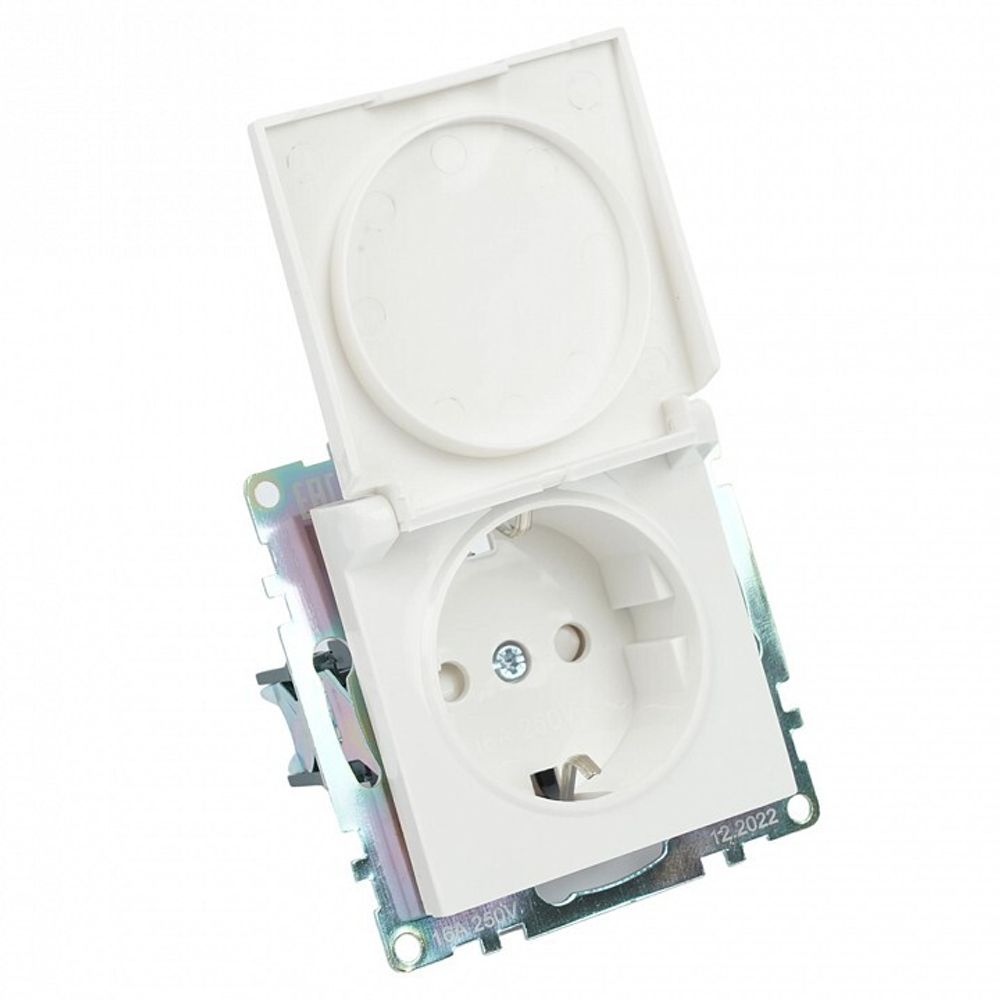 Розетка с заземлением и со шторкой, без рамки с крышкой Stekker Катрин 39302