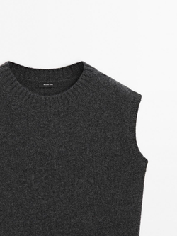 Massimo Dutti Жилет оверсайз из 100% кашемира, антрацитово-серый