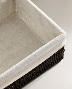 ZARA HOME ПРЯМОУГОЛЬНАЯ КОРЗИНА С ТКАНЕВОЙ ВНУТРЕННЕЙ ОБИВКОЙ, КОРИЧНЕВЫЙ