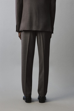 ZARA КОСТЮМНЫЕ БРЮКИ ИЗ РЕЛЬЕФНОЙ ТКАНИ, КОРИЧНЕВЫЙ