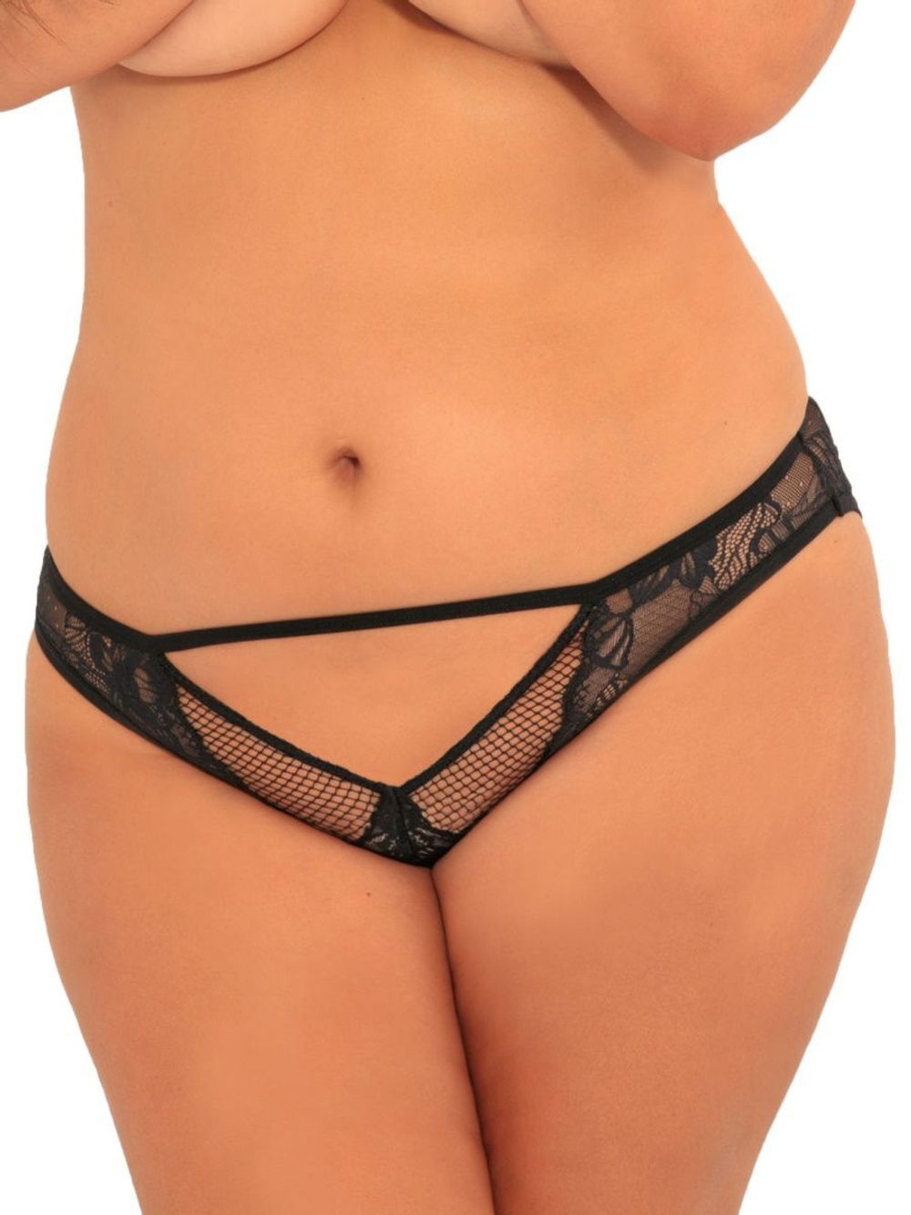 Пикантные трусики с открытым доступом (Размер: 3X-4X) (Цвет: черный)